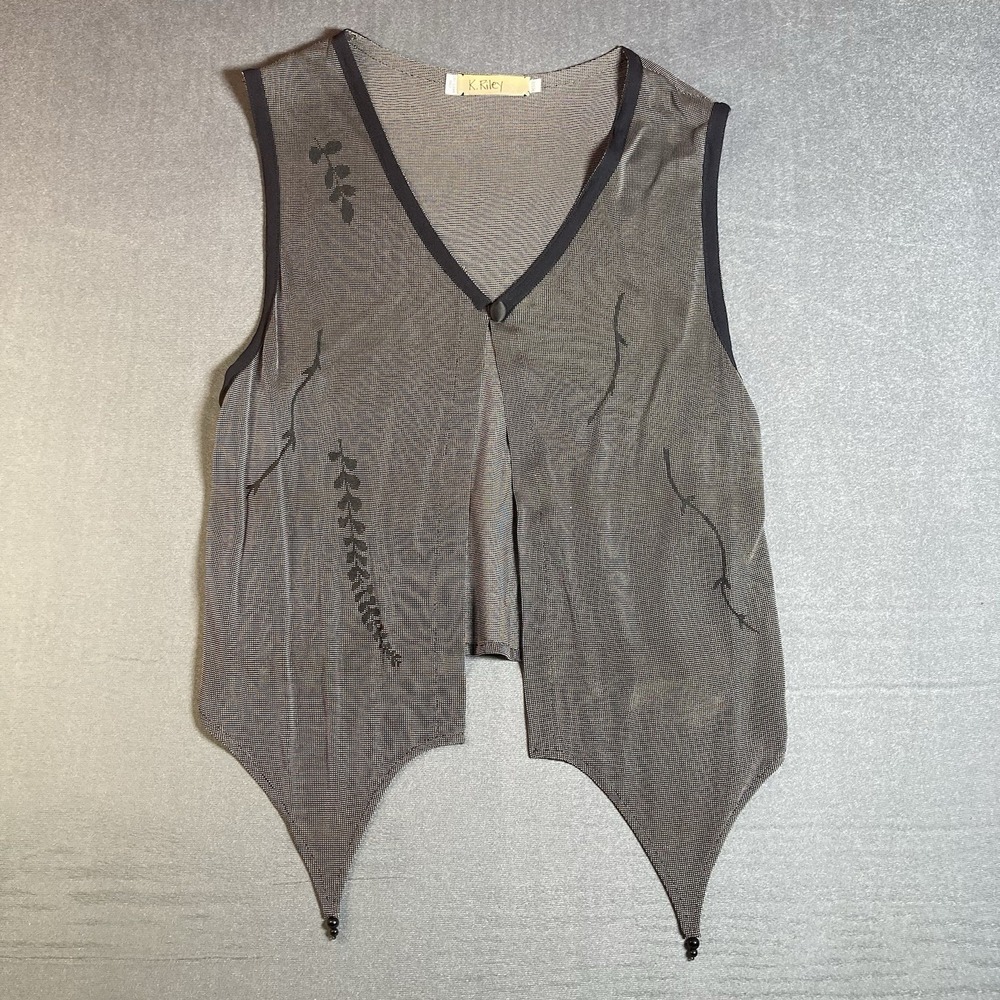 Vintage K. Riley Vest V-Neckline Pointed Hemline Whimsygoth Translucent S Rare